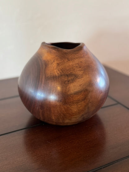 Cat's Eye Black Walnut Vase Rich in Color