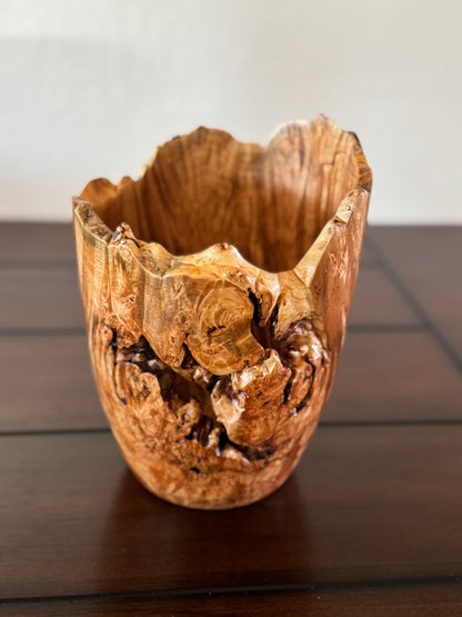 Maple Burled Wood Vase Highly Figured with Live Edge