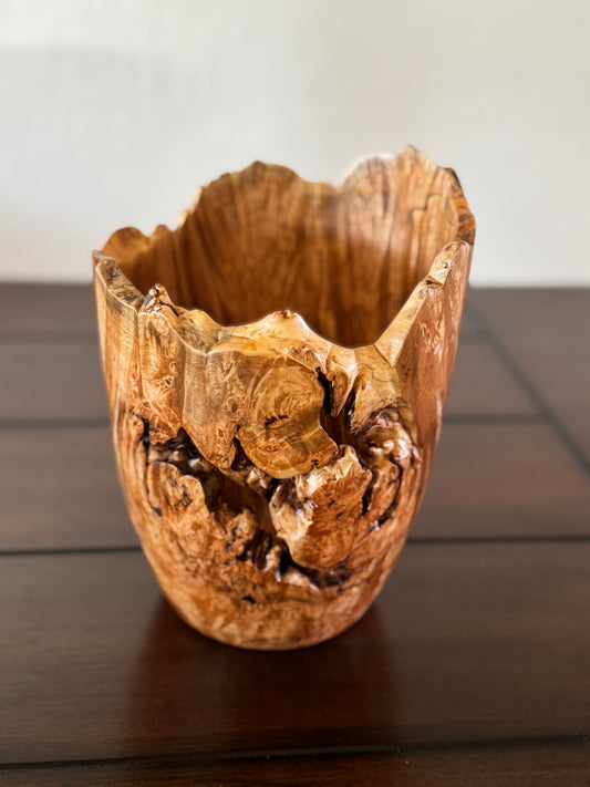 Maple Burled Wood Vase Highly Figured with Live Edge