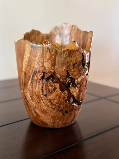 Maple Burled Wood Vase Highly Figured with Live Edge