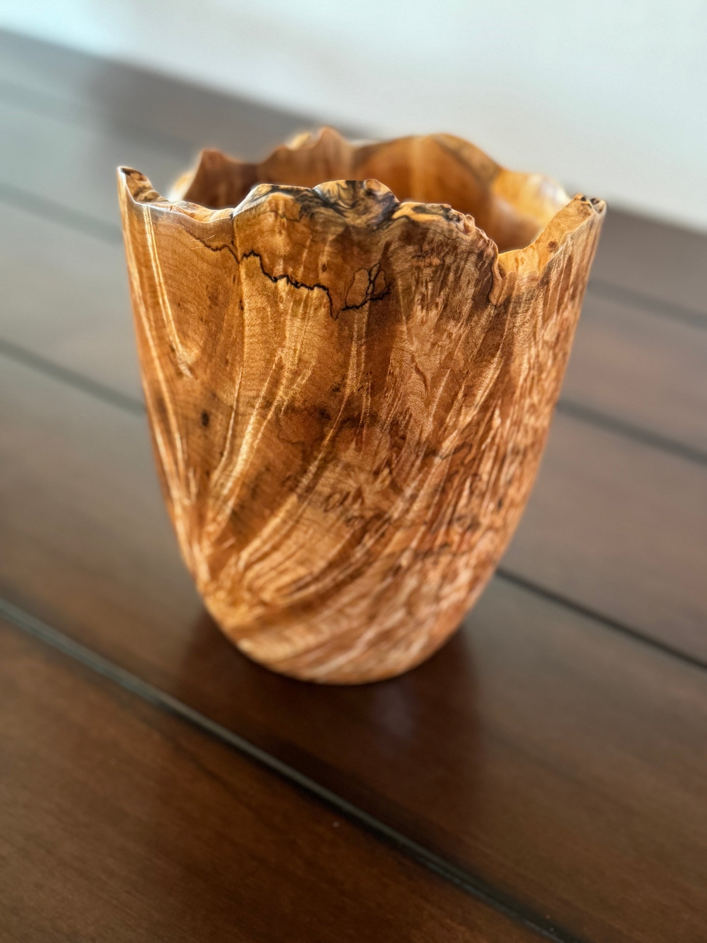 Maple Burled Wood Vase Highly Figured with Live Edge