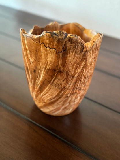 Maple Burled Wood Vase Highly Figured with Live Edge