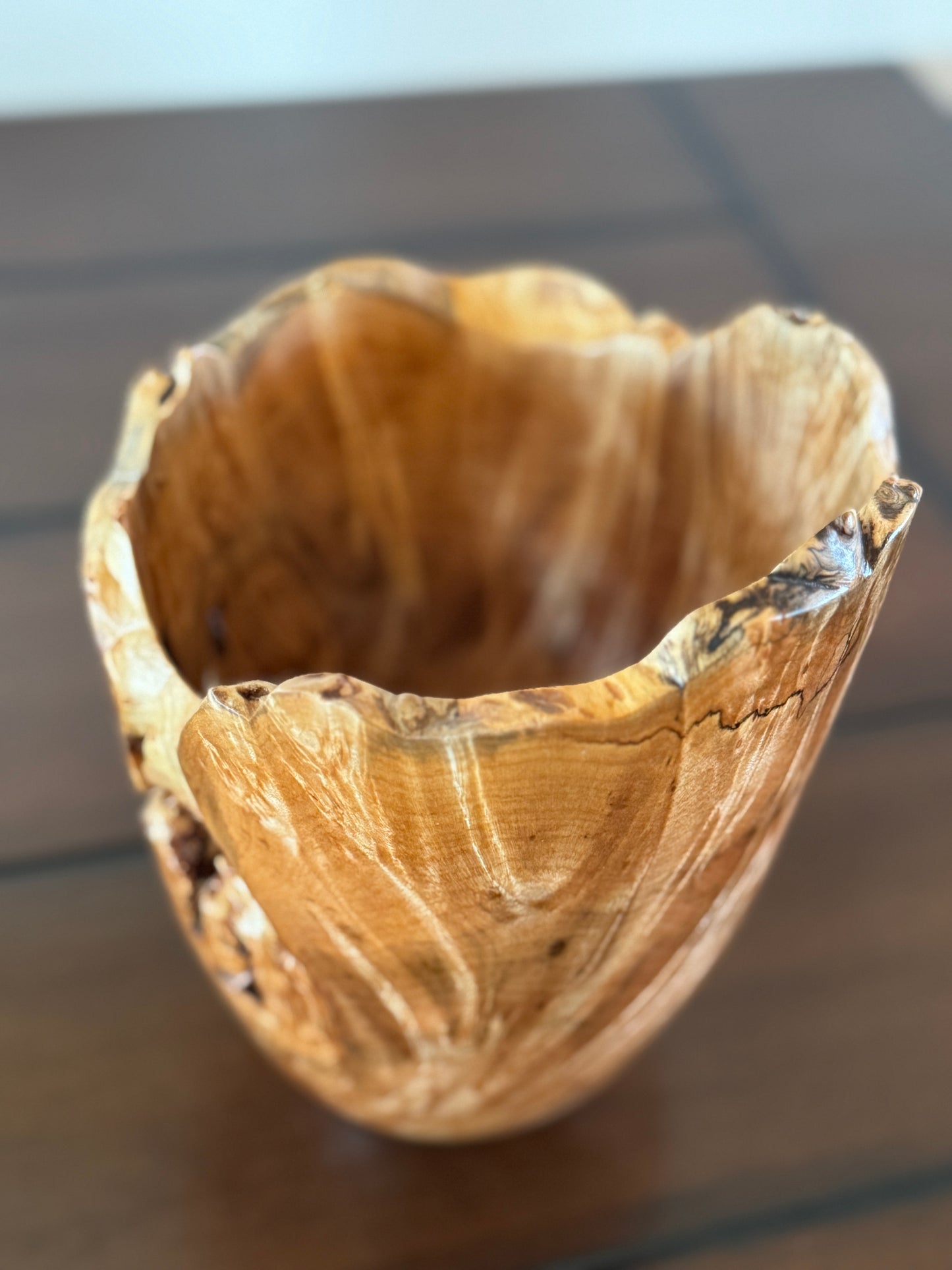 Maple Burled Wood Vase Highly Figured with Live Edge