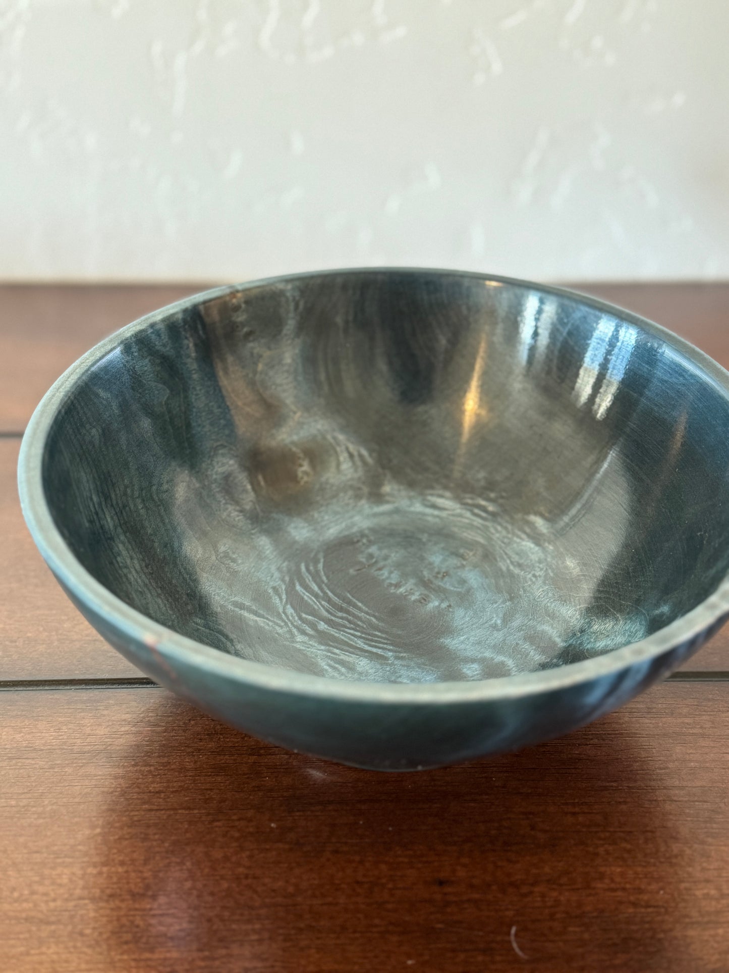 Dark Teal Blue Bowl Turned from Poplar Wood