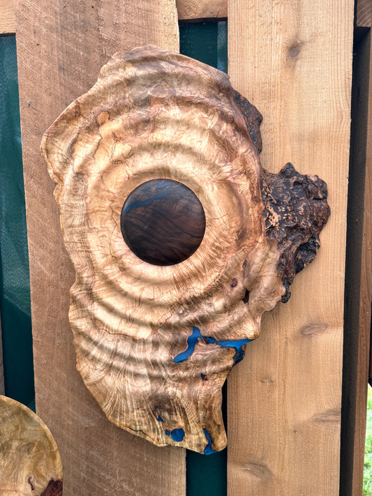 Maple & Black Walnut Hanging Art, Sunrise and Ripples