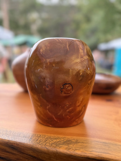 Dyed Maple Hollow Turning Vase Swirls and Golden Hues