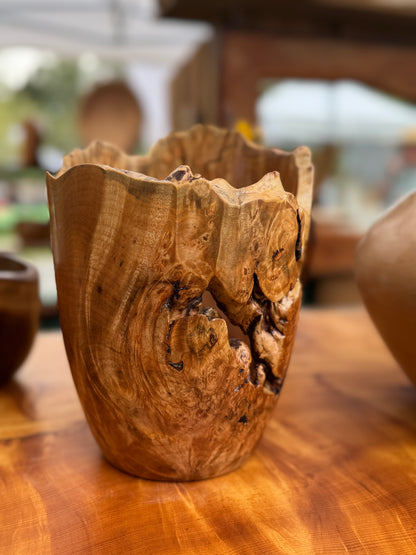 Maple Burled Wood Vase Highly Figured with Live Edge