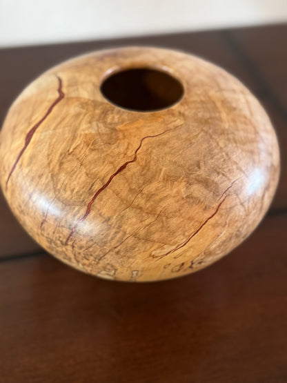 Highly Figured Maple Vase with Red Copper Epoxy Filler