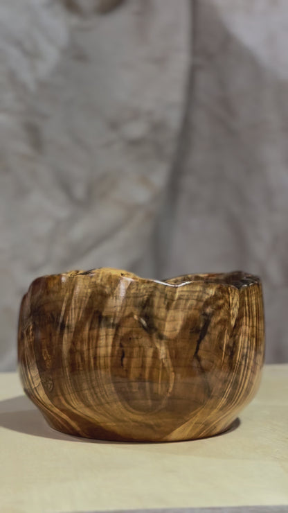 Spalted Maple Bowl with Curvy Live Edge Rim