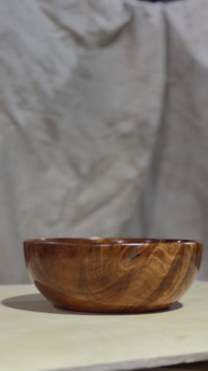 Maple Burl Bowl with a Black Walnut Center Inlay