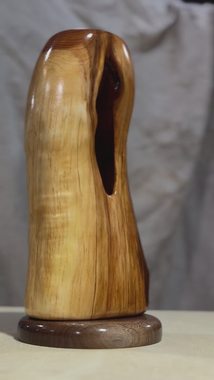 Juniper Wood Vase with Ghost-Shaped Window