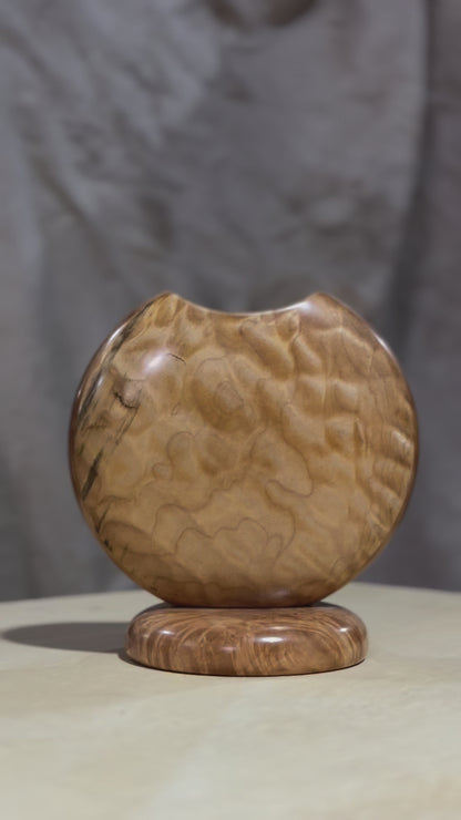 Quilted Maple Disc Vase with Figured Maple Base