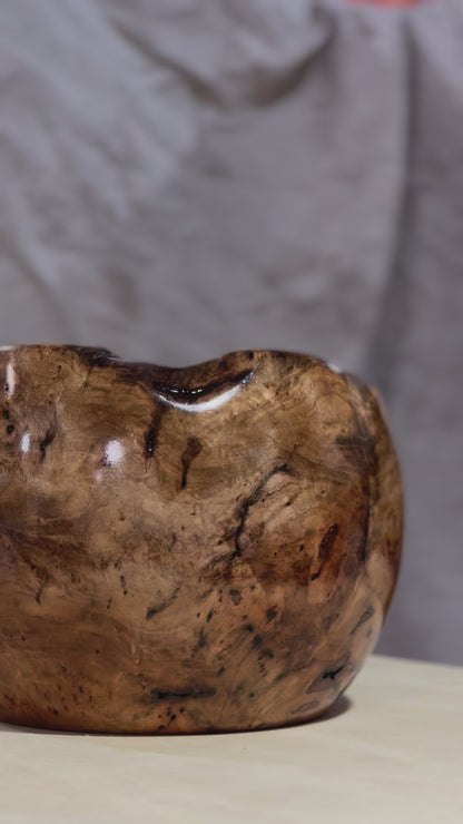 Spalted Maple Wide Lip Bowl with Live Edge Rim