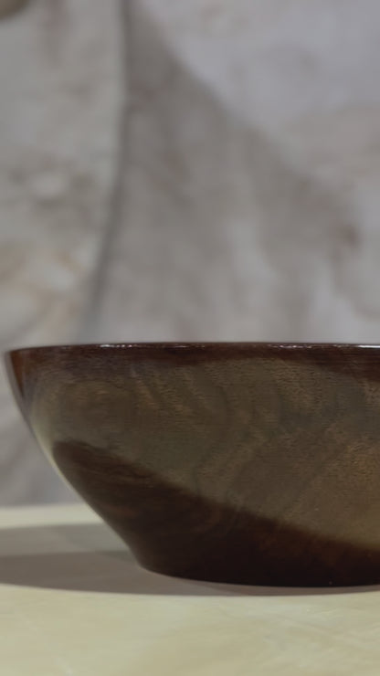 Symmetrical Black Walnut Bowl with Wide Lip