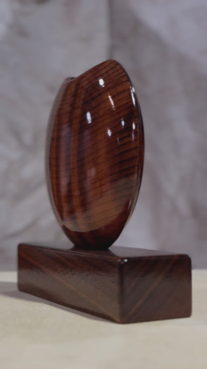 Highly Figured California Redwood Disc Vase with Black Walnut Base