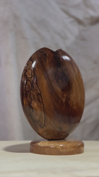 Spalted Sycamore Disc Vase with Copper Epoxy Inlay