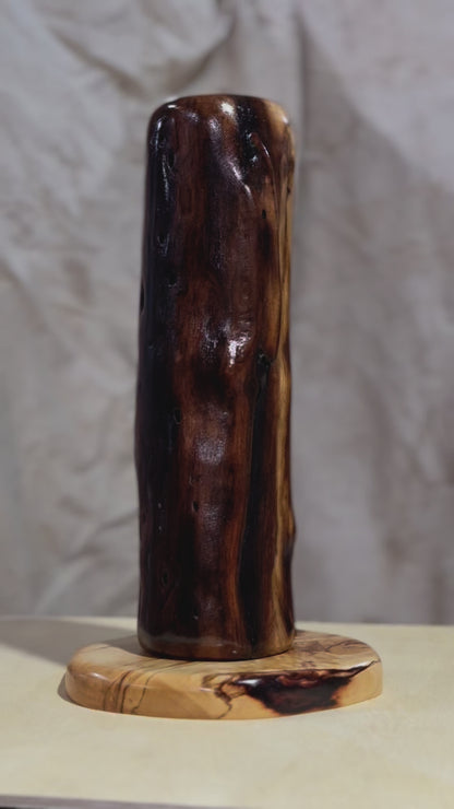 Black Walnut Vase with Figured Juniper Base