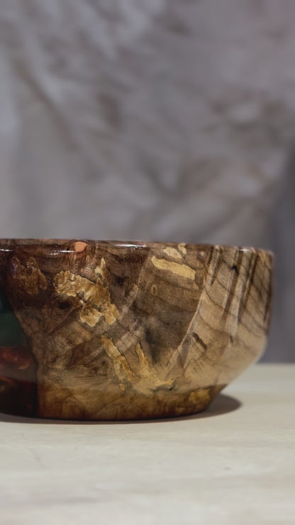 Spalted Maple Bowl with Copper & Green Epoxy