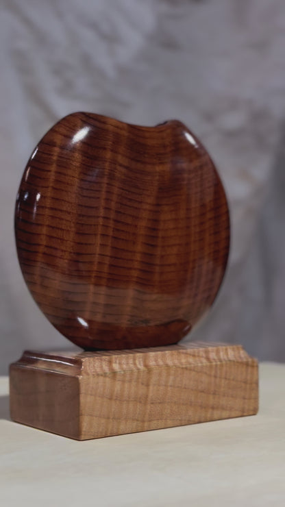 California Redwood Disc Vase with Figured Maple Base