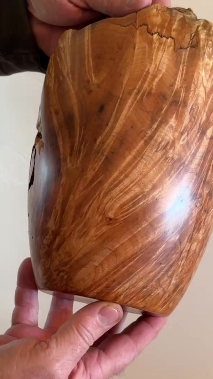 Maple Burled Wood Vase Highly Figured with Live Edge